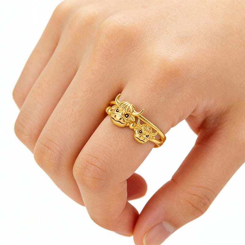 🔥LAST DAY 49% OFF 💕 ✨ Handcrafted Highland Cow Adjustable Ring