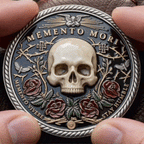🌹💀Memento Mori Reflection 💎3D Carving Collector-Grade Coin