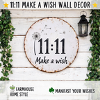 Circular rustic metal sign with dandelion 11:11 make a wish design