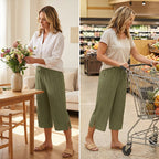 👖60% OFF NOW!🌿Ribbed Wide-Leg Capri Pants – Elastic Waist, Comfortable Fit & Perfect for Daily Wear ✨